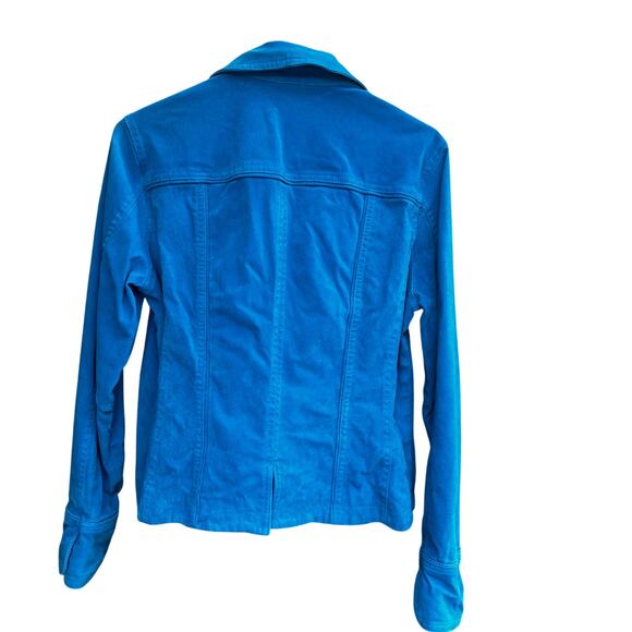 Live a Little Suede Leather Jacket Women's Snap Front Turquoise M - Picture 2 of 6